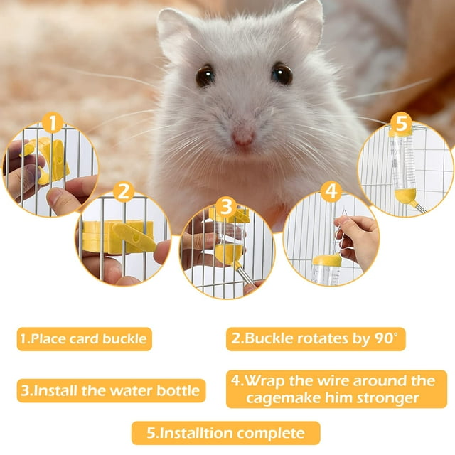 Wosthever 2 unids/set Animal PEQUEÑO botella para beber materiales duraderos botella fácil de beber para animales pequeños amarillo y verde