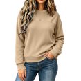 thumbnail image 4 of IUYRTFE Women's Round Neck Waffle Knit Long Sleeve Pullover Solid Color Casual Top with Seam Detail, 4 of 7