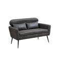 thumbnail image 1 of Comfy Loveseat Sofa Small Couch, Classical Two Seat Sofa with 2 Throw Pillows and Black Metal Legs, Upholstered Sofa Couch for Small Space Office Studio Apartment Bedroom, Valley Gray Bronzing Suede, 1 of 7
