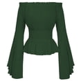 thumbnail image 5 of Blusa renacentista para mujer, top con corsé, cintura medieval, victoriana, hombros descubiertos, camisa de manga larga, disfraces de pirata para Cosplay y Halloween, 5 of 5
