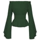 thumbnail image 5 of Blusa renacentista para mujer, top con corsé, cintura medieval, victoriana, hombros descubiertos, camisa de manga larga, disfraces de pirata para Cosplay y Halloween, 5 of 5