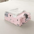 thumbnail image 5 of Black Cats Blanket Grey Striped Kitten Throw Blanket for Bed Kids Kawaii Cute Fleece Blanket Throw Size Heart Print Decor Sherpa Blanket Girls Pink Leopard Print Fuzzy Blanket, 5 of 6