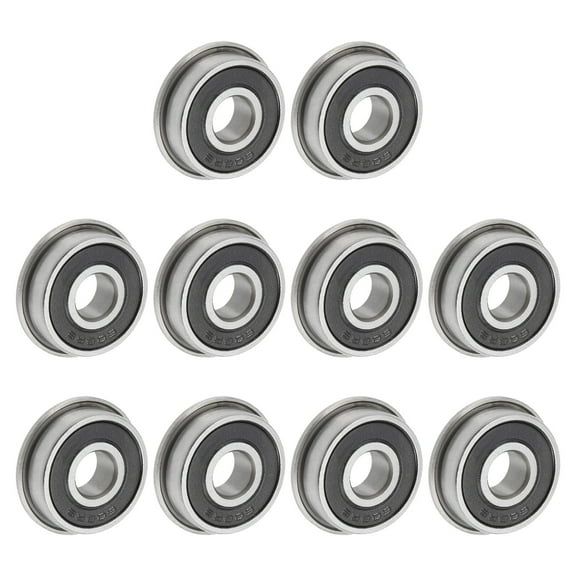 F608-2RS Flanged Ball Bearing 8x22x7mm Double Sealed Chrome Steel Flange Bearings, 10 Packs