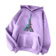 thumbnail image 4 of Sweat à Capuche pour Femmes Mode Femmes Décontracté Imprimé T-shirt à Manches Longues Chemisier Col Rond Casual Tops Pull-Over Cordon de Serrage Sweatshirt, 4 of 4