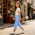 thumbnail image 7 of Twczz Girls Cotton Linen Capris with Pockets- Elastic Waist Casual Quick Dry Straight Leg Kids Beach Pants Light Blue Size 13-14 Years, 7 of 7