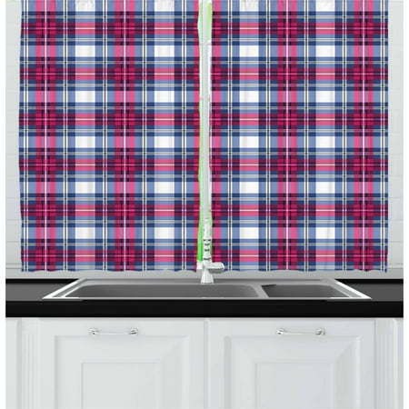 Plaid Curtains 2 Panels Set Classical British Tartan Design With