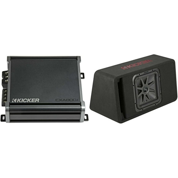 Kicker 45VL7R122 Single 12" L7R Loaded Vented Enclosure - 600 Watts RMS - w/ CXA800.1 Amp Bundle