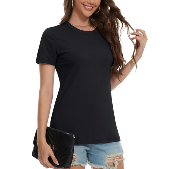 Basic T Shirts for Women Short Sleeve Casual Summer Tops Trendy Solid Loose Fit Tshirt