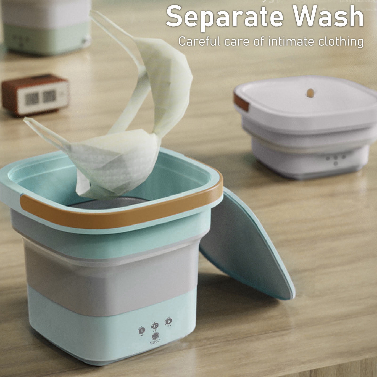 Rupoun Foldable Portable Washing Machine 6.5L Green Mini Washer with Soft Spin Dry Basket for Travel Dorm Nursery Apartment 11.8 x 11.0 inches / 30 x 28 cm EU Plug