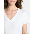 thumbnail image 4 of Time and Tru Women's Slub V Neck Tee with Short Sleeves, Sizes XS-XXXL, 4 of 5