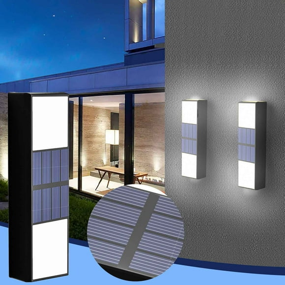 Fiudx Lámpara Solar para Patio, Control Automático de Luz, Diseño Resistente Al Agua, Carga Solar, Iluminación de 180°, para Exteriores, Villas, Jardines y Balcones, Paquete de 2, Tamaño 4,8 X 2,4 X