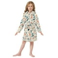 thumbnail image 6 of FORMRS Niños Bathrobe Unisex Hooded Robe Soft Plush Pajamas Sleepwear, Size 7-9T, Beige Whimsical Leaves, 6 of 7