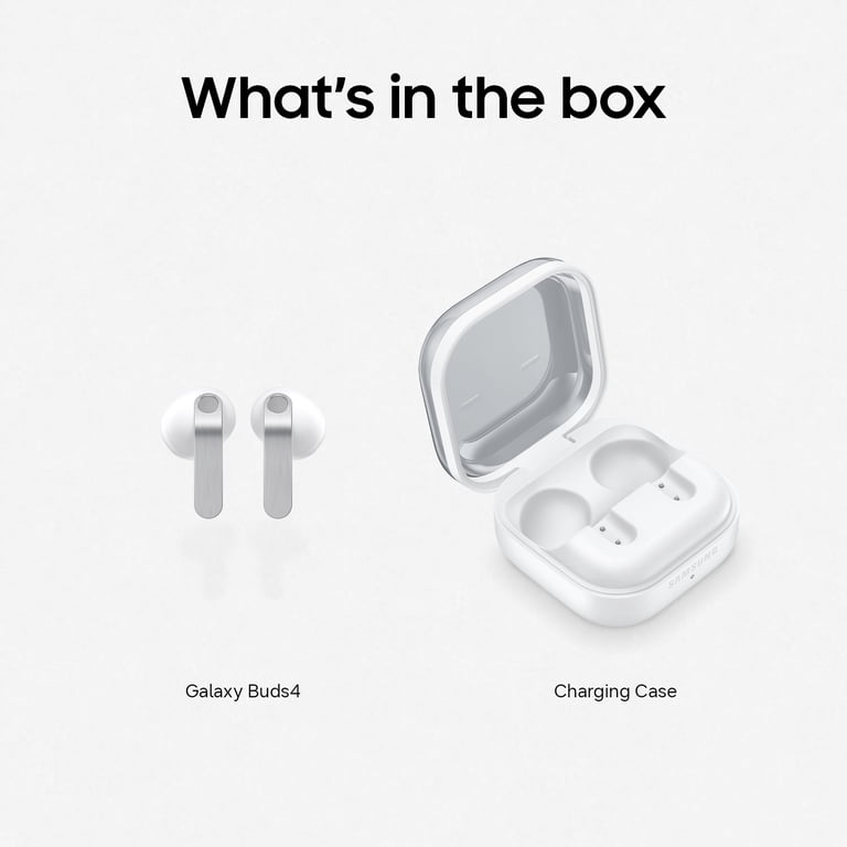 Samsung Galaxy Buds4 Bluetooth Headphones and Charging Case, White