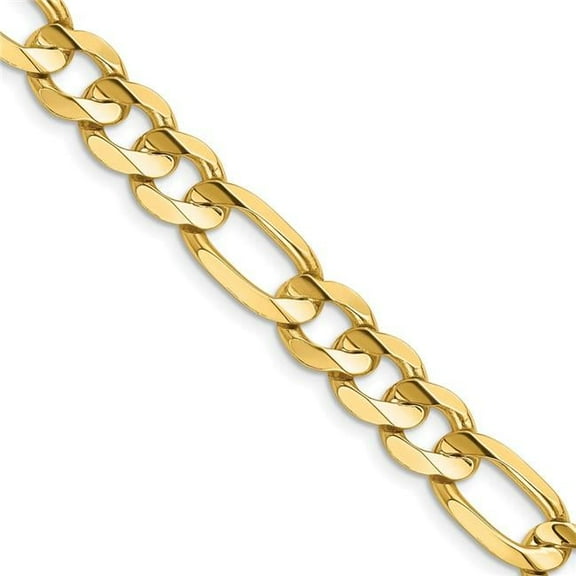 Primal Gold 14 Karat Yellow Gold 8.75mm Concave Open Figaro Chain