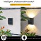 thumbnail image 3 of Luz solar nocturna para exteriores, luz de pared para jardín, impermeable, 2 LED, luz arriba y abajo, luz decorativa para exteriores, luz de pared para patio, 3 of 5