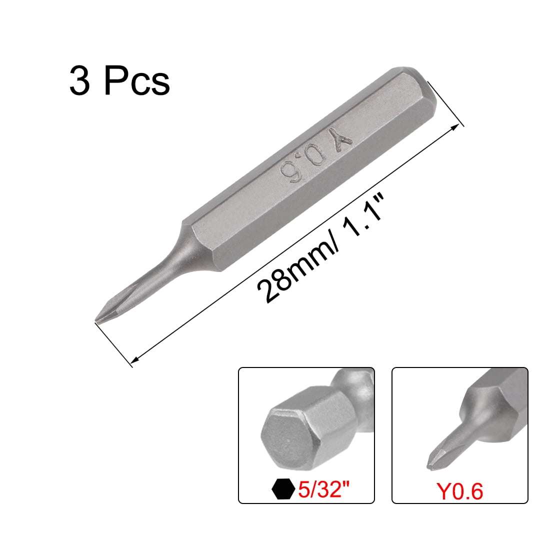 Unique Bargains Hex Shank Screwdriver Bit Set S2 Screw Driver Kit Tools Y0.6 3Pcs
