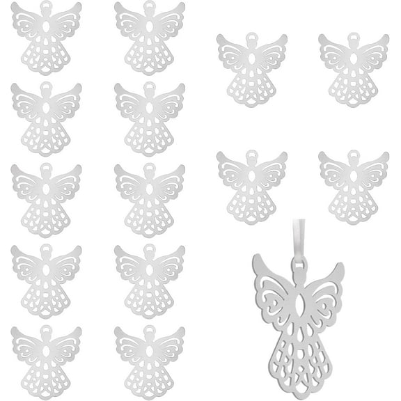 15Pcs Christmas Angel Ornaments Christmas Blessing Gift Metal Christmas Angel Ornament for DIY Christmas Tree Christmas Hanging Ornament Party Decoration 66x70x0.5mm