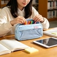 thumbnail image 5 of Aaihamo Cute Pencil Case, Stylish Polka Dots Embroidery Pencil Bag, Double Layer Large Capacity Portable Stationery Pouch for Teens Adults Office Desktop Decor, 5 of 7