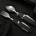 thumbnail image 3 of Mauxuk Camping Utensil Set Multifunctional Knife Fork Spoon Stainless Steel Foldable 6-in-1 Tools Bottle Opener Lightweight Durable Length 10.2 In, 3 of 5