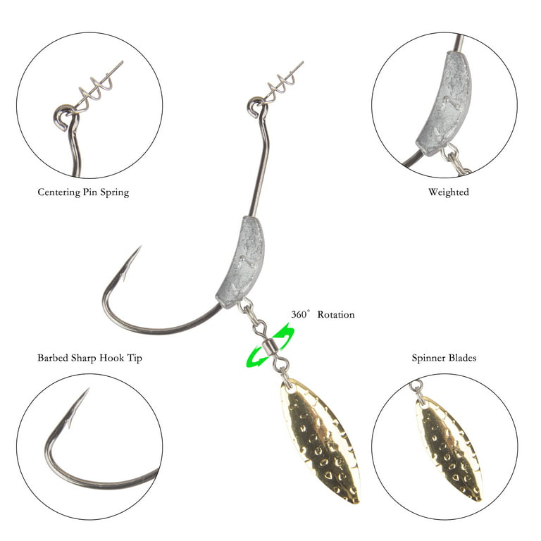 Jig Head Hooks Weighted with Spinner Blades Swimbaits Crank Hooks