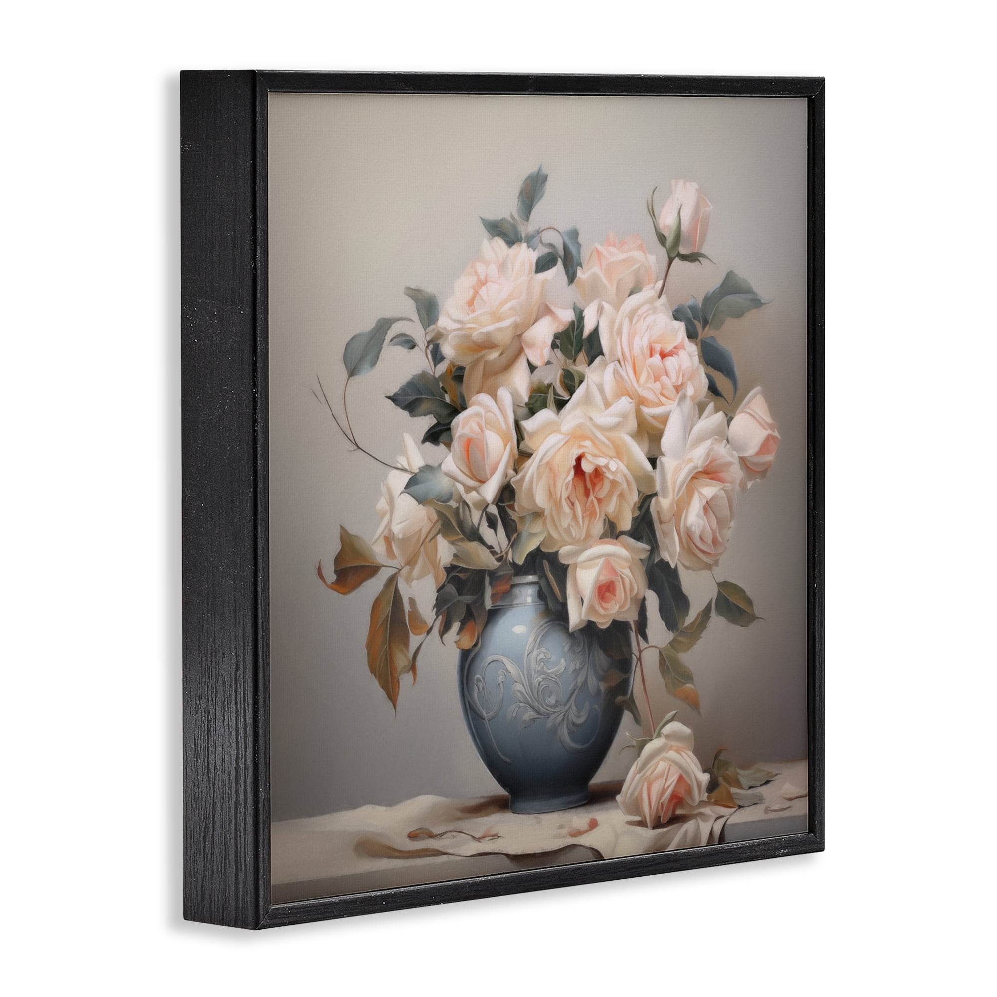 Stupell Industries Rose Paragon Vase Black Framed Giclee Art, design by Steve Hunziker