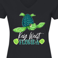 thumbnail image 4 of Inktastic Key West, Florida Happy Sea Turtle Women's V-Neck T-Shirt, 4 of 5