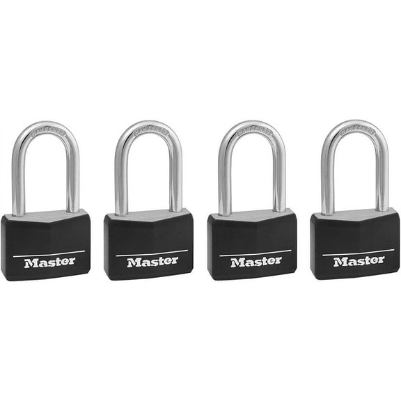 Master Lock Padlock, Covered Aluminum Lock, 1-9/16 in. Wide, Black, 141DLF Fur k