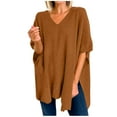 thumbnail image 2 of PEONAVET Chandails pour Femmes Manteau Tricoté à Manches pour Femmes Chandail Col Rond Ample Cape Chandail, 2 of 7
