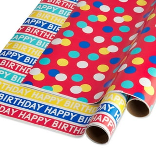 American Greetings Reversible Birthday Wrapping Paper, Balloons and  Confetti (4 Rolls, 120 sq. ft.) 