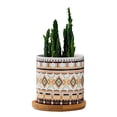 thumbnail image 2 of Plant Pot Cylindrical Flowerpot 7.5x7.6cm Geometric Pattern Simple Black White Nordic Style Home Decor Ceramic Vase, 2 of 3