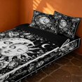 thumbnail image 2 of Erosebridal Boho Sun Moon Face Zipper Twin Comforter Sets with Fitted Sheet and 2 Pillowcases, Spooky Night Floral Zipper Bedding Set for Boys Girls, Black White, Black Reversible, 2 of 7