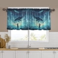 thumbnail image 2 of Wobogo Lovers Whales Pattern Kitchen Curtains 2 Piece Set Symmetrical Design Light Filtering Small Window Drapes Suitable for Bathroom Laundry Room and RV 57x24in, 2 of 9
