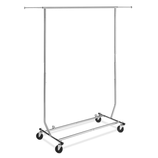 Whitmor Adjustable Rolling Garment Rack Collapsible Chrome 22 X 51 X 71 25 Walmart Com Walmart Com