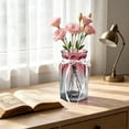 thumbnail image 1 of Jarrón de cristal transparente con decoración de cinta – Jarrón decorativo de color para plantas hidropónicas, flores secas o frescas – Centro de mesa para el hogar, ideal para la sala de esta, 1 of 6