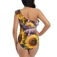 thumbnail image 5 of Honeii Daisy Sunflower Lazy Cat for women's one-piece swimsuit featuring a chic one-shoulder design experience elegance and style in the water-X-Large, 5 of 6