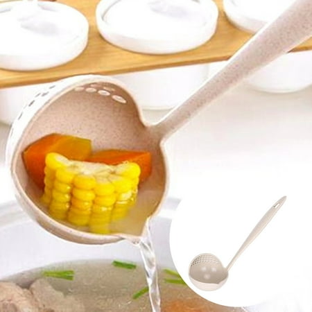 

Helenmas Home Kitchen Multifunctional Two In One Filter Spoon Kitchen Utensils Can Hang Filter Spoon Tableware Beige