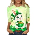 thumbnail image 2 of Craaazy Women's St. Patrick's Day Printed T-shirt Fashion 3/4 Sleeves Blouse Round Neck Casual Tops Gifts, 2 of 5