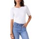 thumbnail image 1 of Camiseta básica de punto ligera y elástica de manga corta para mujer INSPIRE CHIC, cuello barco, talla XS, blanca, 1 of 6
