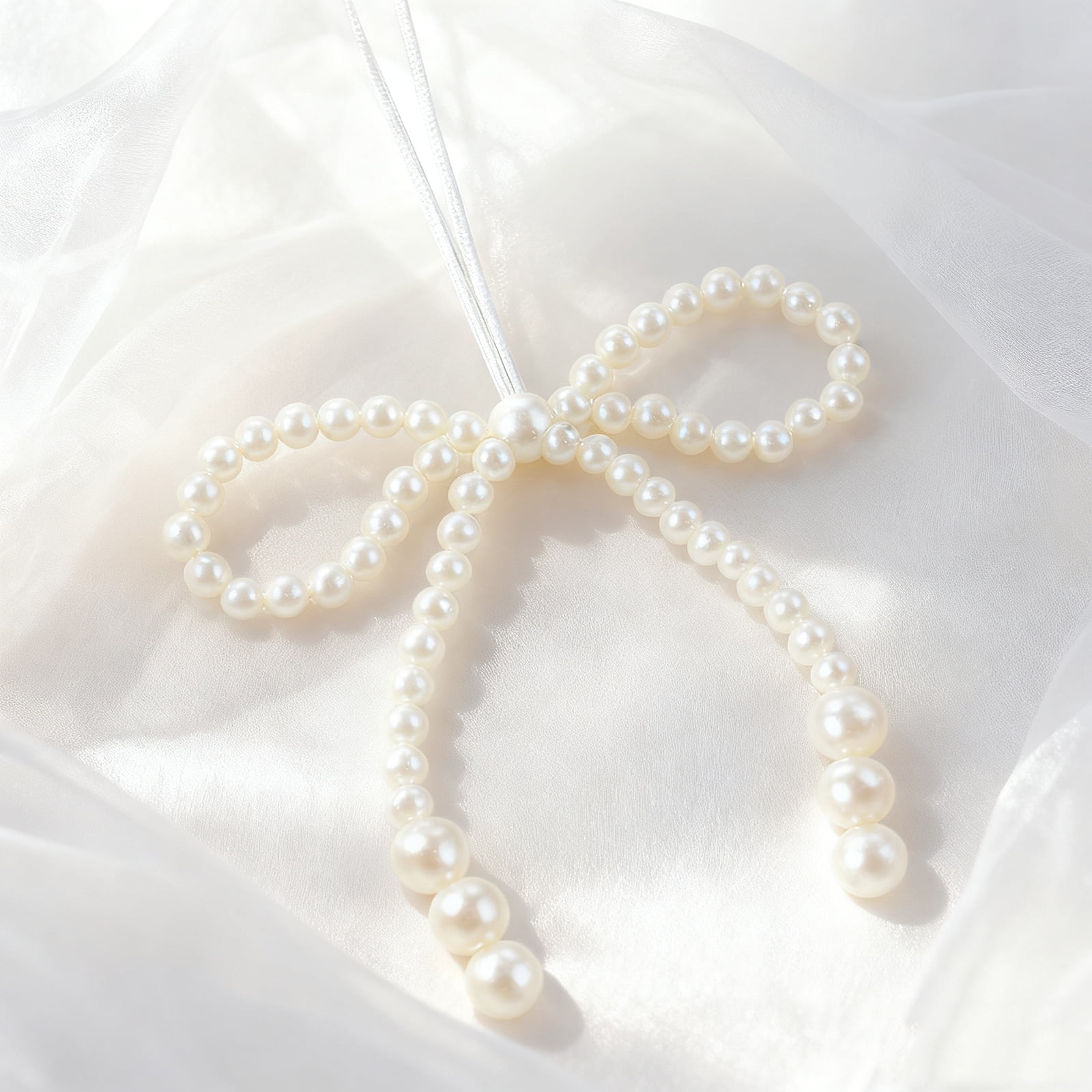 24 Pcs Pearl Bow Christmas Ornaments White Bowknot Tree Topper Decor Xmas Hanging Ornament Pendant Decoration Gift for Wedding Bridal Shower Baby Shower Birthday Indoor Decoration