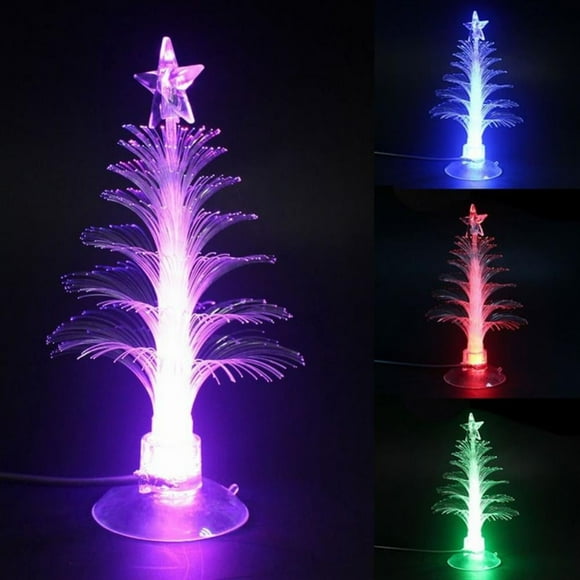 POINTERTECK Mini Christmas Tree USB for Bedroom Desk Xmas Small with Lights Decorations Fiber Optic Table- Mini Christmas Tree USB Connection Fiber