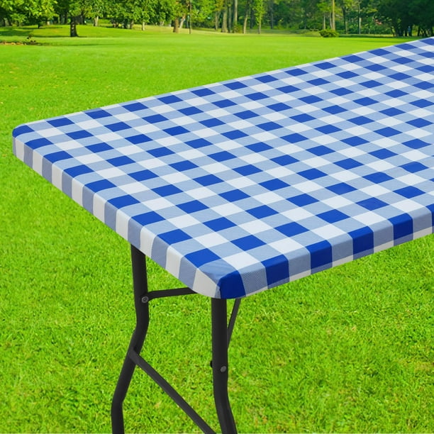 Mantel rectangular Smiry para pícnic, impermeable, para mesa de 6 pies, blanco