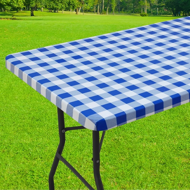 Mantel rectangular Smiry para pícnic, impermeable, para mesa de 6 pies, blanco
