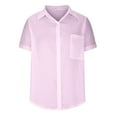 thumbnail image 4 of Short Sleeve Tops for Women Shirts for Women Summer Casual Cotton Linen Short Sleeve T Shirt Loose Fit Button Down Lapel Solid Color Tees, 4 of 6