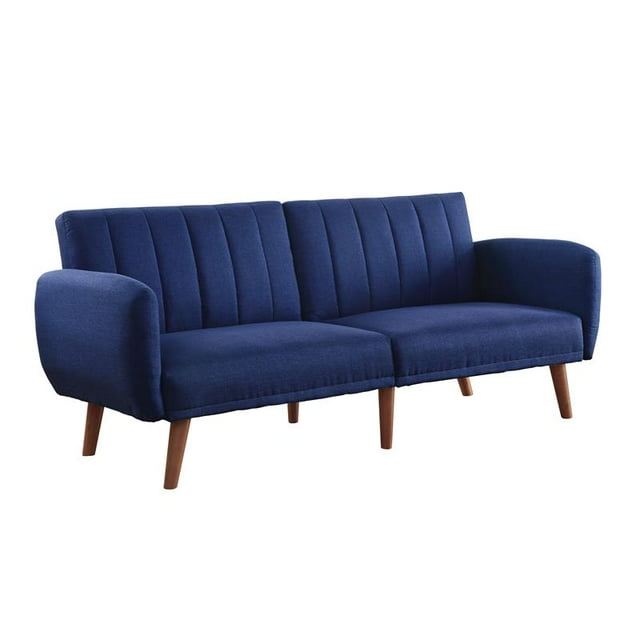 ACME Canapé Ajustable en Tissu Lin Tufté Bleu et Noyer