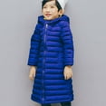 thumbnail image 3 of Efsteb Girls Winter Coat Long Lightweight Hooded Puffer Jacket Fall Long Sleeve Long Down Coats Outerwear (Blue,7 Years), 3 of 5