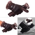 thumbnail image 3 of Guantes de nieve resistentes al viento Guantes de esquí Antideslizantes Ajustable Calor Mantener de cerdo Guantes de snowboard de material cuero para A 6D Marrón, 3 of 8