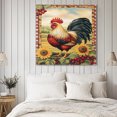 thumbnail image 4 of Vintage Rooster Wall Art Painting on Canvas, Pastoral Watercolor Sunflower Plaid Canvas Art Home Prints Wall Art Framed Modern Artwork for Living Room Bedroom Wall Decor 16x16in, 4 of 9