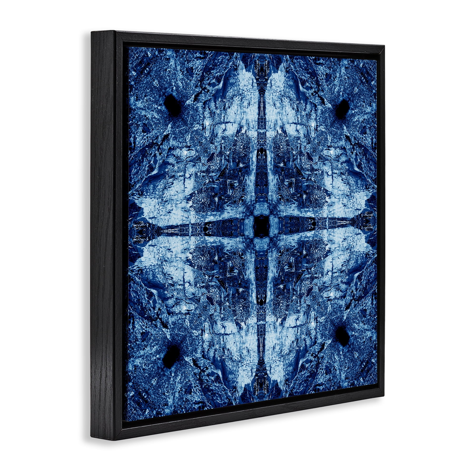 Stupell Industries Modern Mosaic Pattern Abstract Painting Black Floater Framed Canvas Art Print Wall Art, 25 x 25