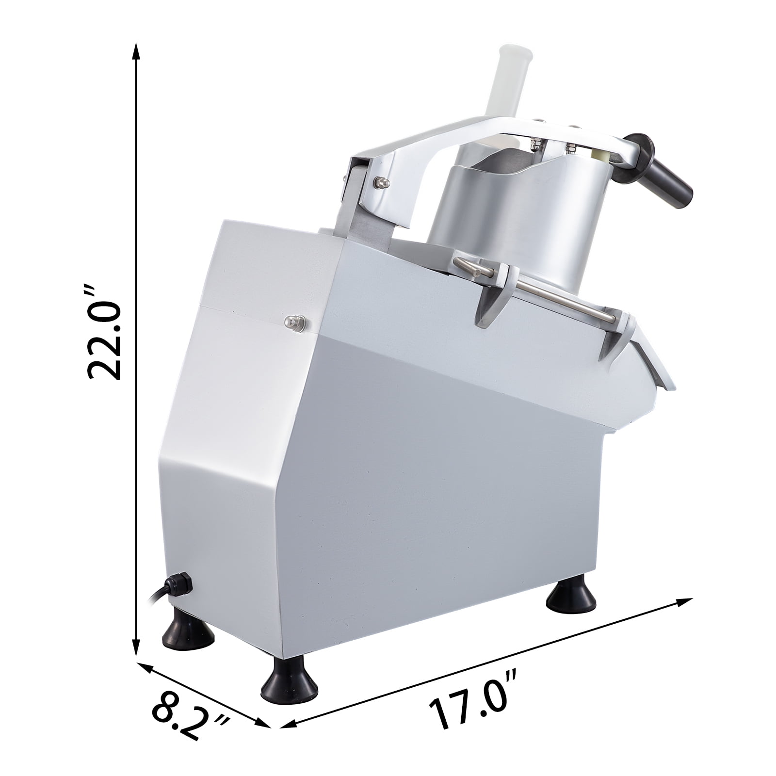 KFFKFF 110V Commercial Food Processor 2 Feeding Holes, 550W Electric Vegetable Slicer 1600 RPM, Stainless Steel Vegetable Processor Detachable 6-blades, 3mm/4mm/7mm Shred, 2mm/4mm Slice