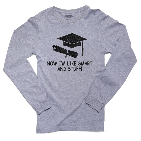 Now I'm Like Smart & Stuff - Funny Graduation Diploma Men's Long Sleeve Grey T-Shirt